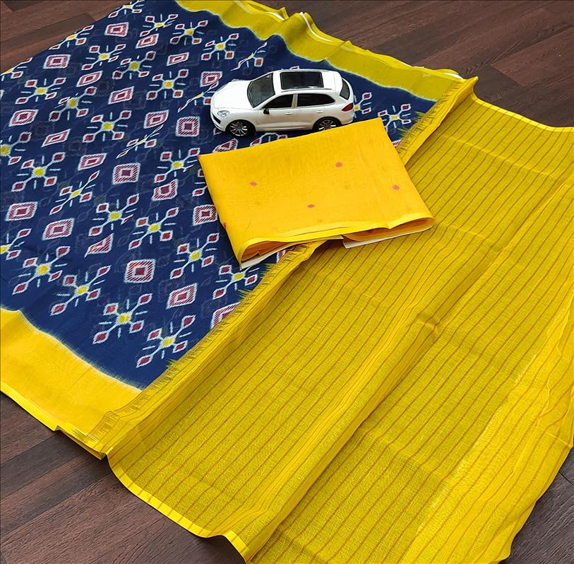 Pure Linen Pochampally 14 Regular Wear Pure Linen Digital Print Saree Collection